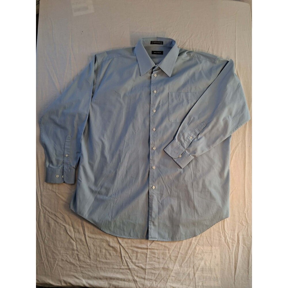 Nautica Men Dress Shirt Size 18 34/35 Light Blue 100% Cotton NWOT Unworn